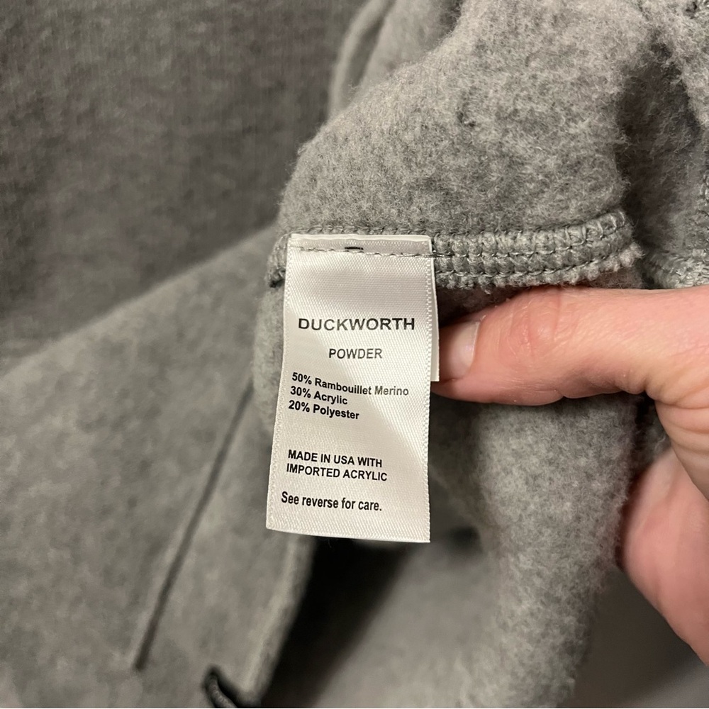 Duckworth Powder Hoodie Grey Rambouillet Merino Fleece Wool Made in USA $175 USD - Picture 6 of 15